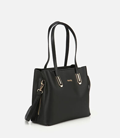 Kadın Siyah Gold Aksesuarlı Omuz Çantası