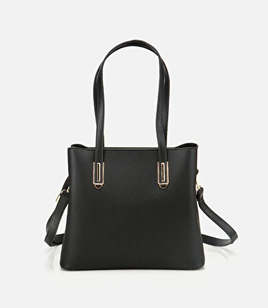 Kadın Siyah Gold Aksesuarlı Omuz Çantası