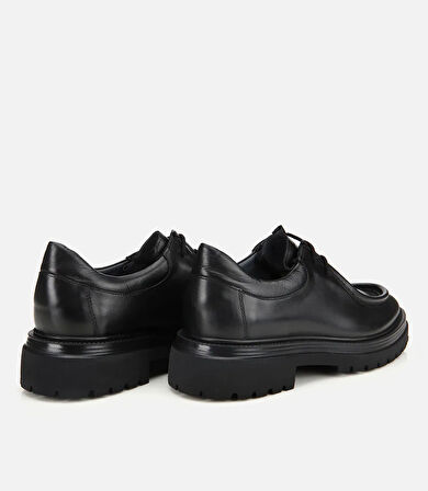 Erkek Deri Siyah Yumuşak Dokulu Bağcıklı Yüksek Tabanlı Klasik Ayakkabı