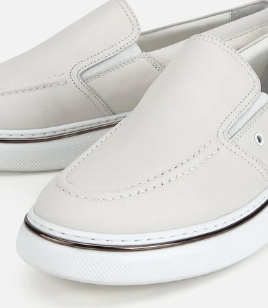 Erkek Deri Beyaz Metal Detaylı Günlük Loafer