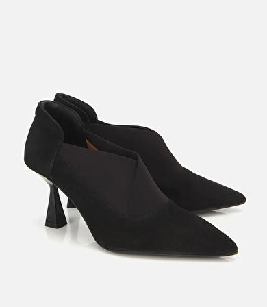 Kadın Süet Deri Streç Detaylı İnce Topuklu Stiletto