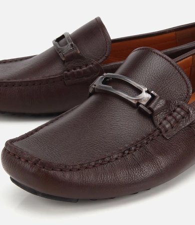 Erkek Deri Kahverengi Toka Detaylı Günlük Loafer