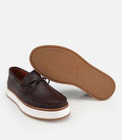 Erkek Deri Kahverengi Bağcık Detaylı Günlük Loafer