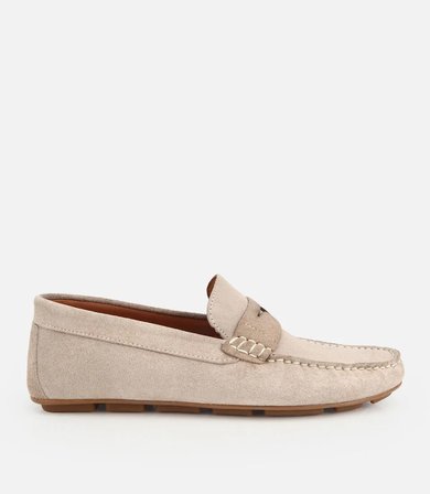 Erkek Süet Deri Bej Comfort  Günlük Loafer