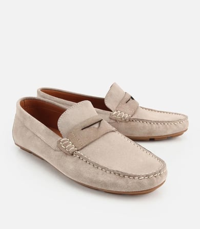 Erkek Süet Deri Bej Comfort  Günlük Loafer