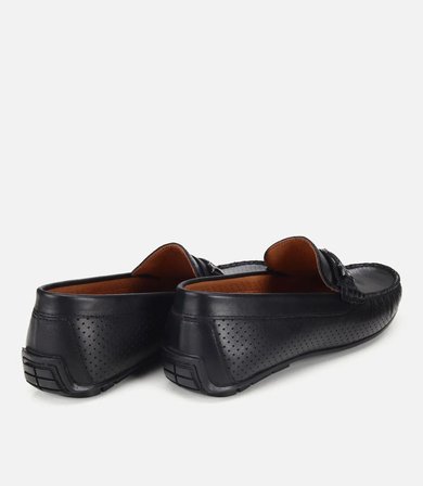Erkek Deri Siyah Tokalı Günlük Loafer