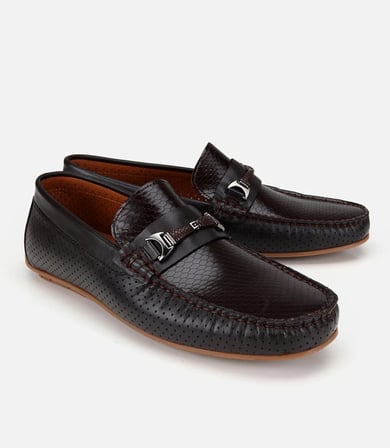 Erkek Deri Kahverengi Tokalı Günlük Loafer