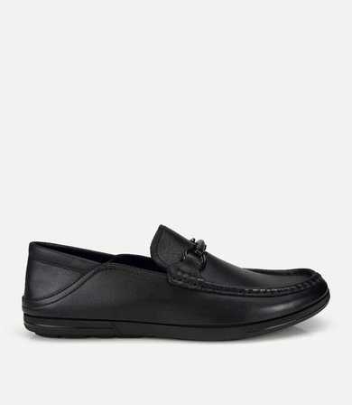 Erkek Deri Siyah Yumuşak Dokulu Tokalı Günlük Loafer