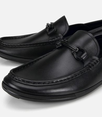 Erkek Deri Siyah Yumuşak Dokulu Tokalı Günlük Loafer