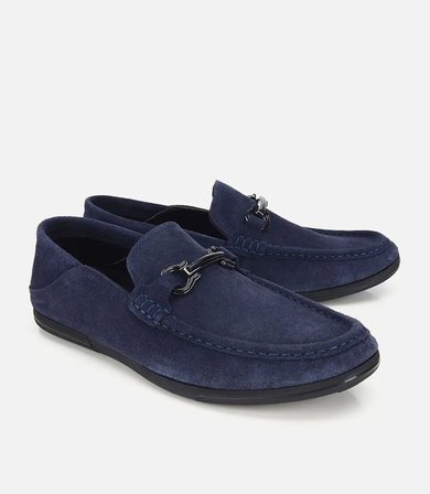 Erkek Süet Deri Lacivert Toka Detaylı Comfort Loafer