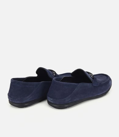 Erkek Süet Deri Lacivert Toka Detaylı Comfort Loafer