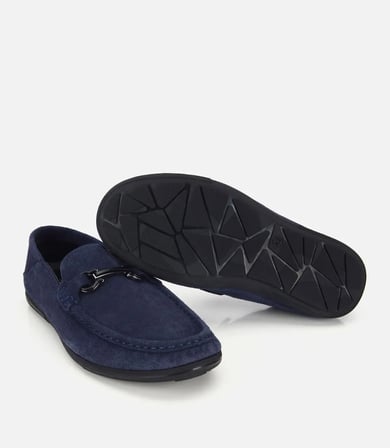 Erkek Süet Deri Lacivert Toka Detaylı Comfort Loafer