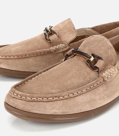 Erkek Süet Deri Bej Toka Detaylı Comfort Loafer
