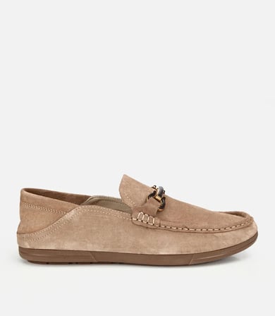 Erkek Süet Deri Bej Toka Detaylı Comfort Loafer