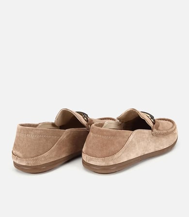 Erkek Süet Deri Bej Toka Detaylı Comfort Loafer