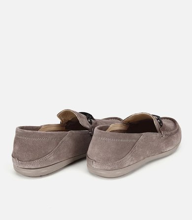 Erkek Süet Deri Gri Toka Detaylı Comfort Loafer
