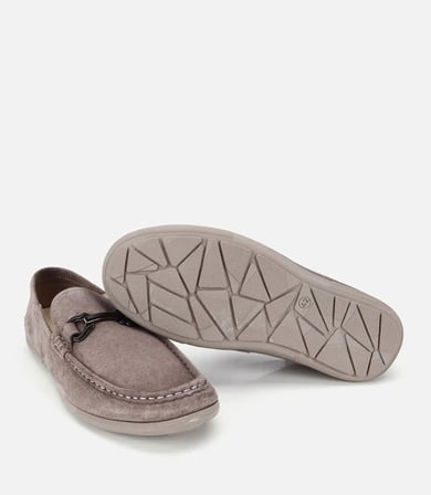 Erkek Süet Deri Gri Toka Detaylı Comfort Loafer