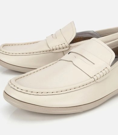 Erkek Deri Ekru Comfort Günlük Loafer Ayakkabı