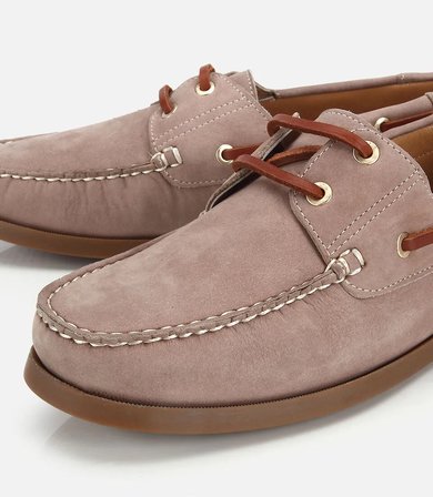 Erkek Nubuk Deri Bej Bağcık Detaylı Günlük Loafer