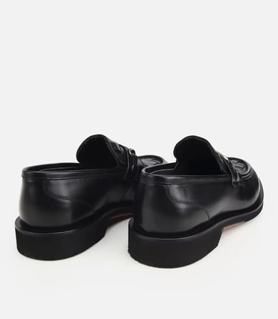 Erkek Deri Siyah Örme Metal Detaylı Klasik Loafer