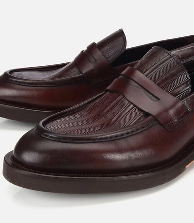 Erkek Deri Kahverengi Kalın Tabanlı Klasik Loafer