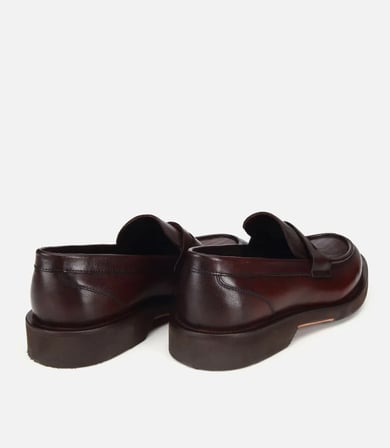 Erkek Deri Kahverengi Kalın Tabanlı Klasik Loafer
