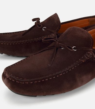 Erkek Süet Deri Kahverengi Fiyonk Detaylı Günlük Loafer