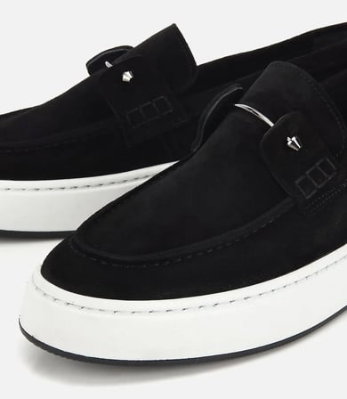Erkek Deri Süet Siyah Metal Detaylı Günlük Loafer