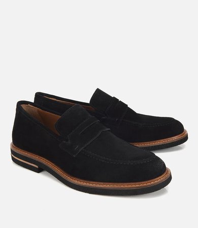 Erkek Süet Deri Siyah Klasik Loafer