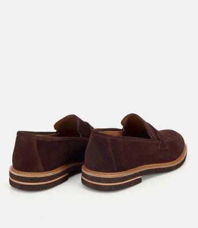 Erkek Süet Deri Kahverengi Klasik Loafer