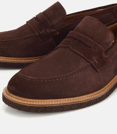 Erkek Süet Deri Kahverengi Klasik Loafer