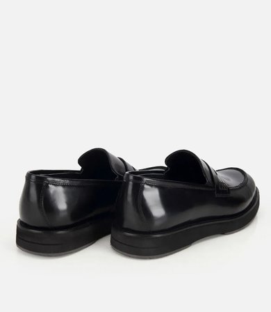 Erkek Açma Deri Siyah Kalın Tabanlı Klasik Loafer