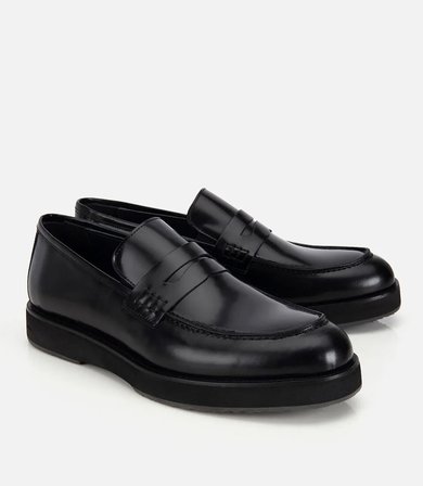 Erkek Açma Deri Siyah Kalın Tabanlı Klasik Loafer