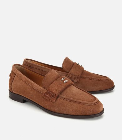 Kadın Süet Deri Taba Toka Detaylı Klasik Loafer