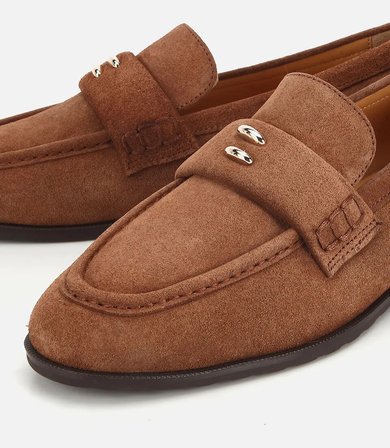 Kadın Süet Deri Taba Toka Detaylı Klasik Loafer