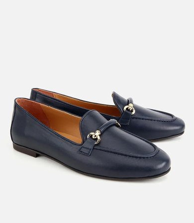 Kadın Deri Lacivert Toka Detaylı Klasik Loafer