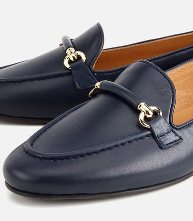 Kadın Deri Lacivert Toka Detaylı Klasik Loafer