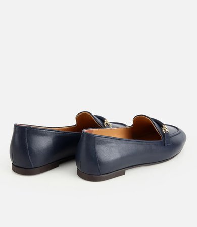 Kadın Deri Lacivert Toka Detaylı Klasik Loafer