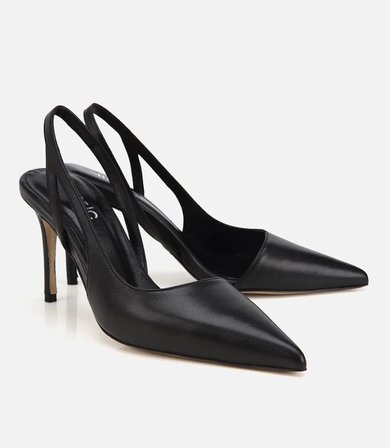 Kadın Deri Siyah Sivri Burunlu İnce Topuklu Stiletto