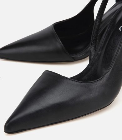 Kadın Deri Siyah Sivri Burunlu İnce Topuklu Stiletto