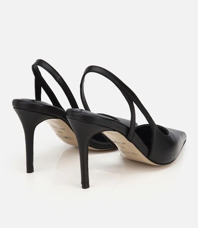 Kadın Deri Siyah Sivri Burunlu İnce Topuklu Stiletto