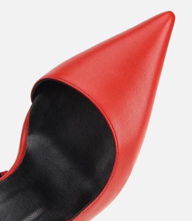 Kadın Deri Kırmızı Sivri Burunlu İnce Topuklu Stiletto