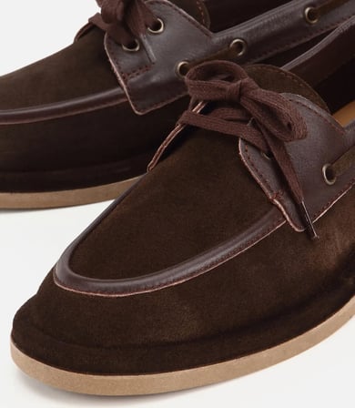 Kadın Süet Deri Kahverengi Bağcık Detaylı Günlük Loafer