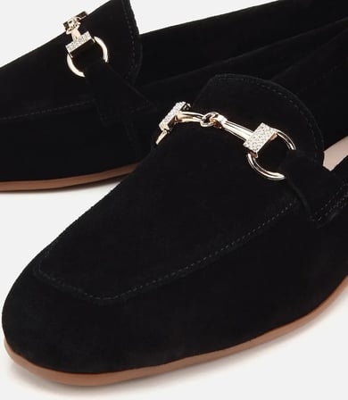 Kadın Süet Deri Siyah Tokalı Günlük Loafer