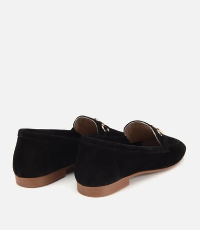 Kadın Süet Deri Siyah Tokalı Günlük Loafer
