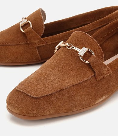 Kadın Süet Deri Taba Tokalı Günlük Loafer