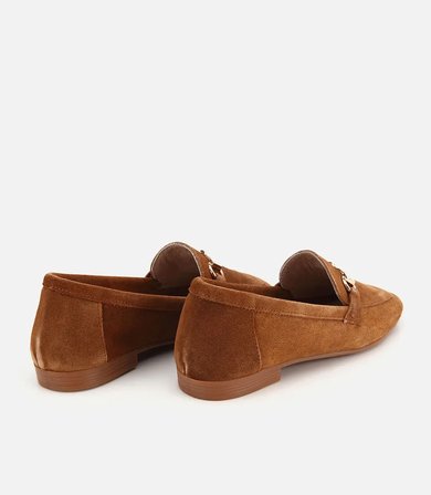 Kadın Süet Deri Taba Tokalı Günlük Loafer