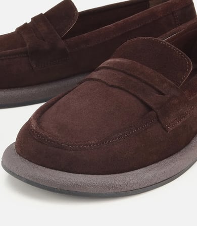Kadın Süet Deri Kahverengi Taban Detaylı Günlük Loafer
