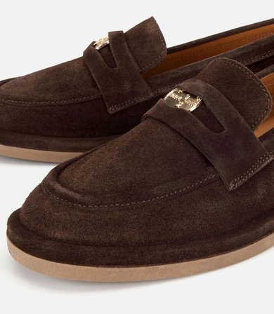 Kadın Süet Deri Kahverengi Tokalı Klasik Loafer