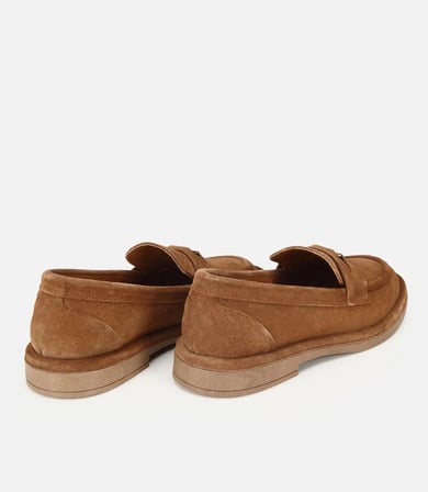 Kadın Süet Deri Taba Tokalı Klasik Loafer